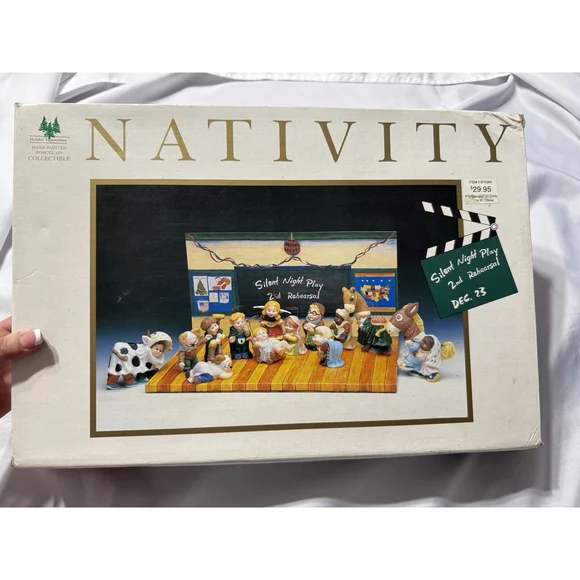 Silent Night Play 2nd Rehearsal Nativity Scene Porcelain Kids School Classroom
