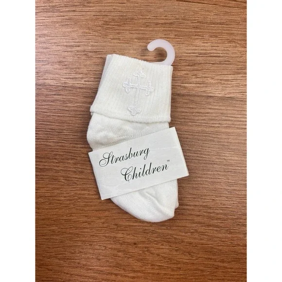 Strasburg Christening Newborn Infant White Socks Fits Shoe Size 0-1‎ NEW