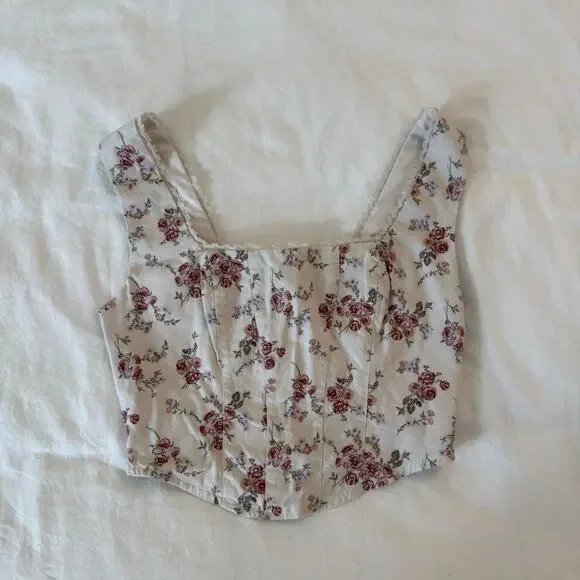 White and pink floral corset