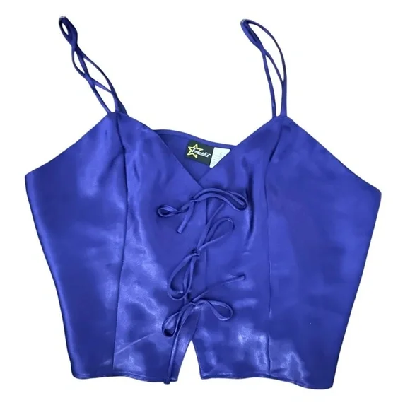 Vintage Fredericks of Hollywood Purple Satin Tie Tank Top Size L