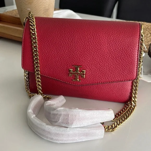 Tory Burch Kira Chain Crossbody Shoulder Pebble Leather Bag