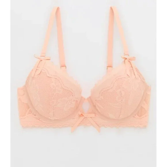 Aerie 34B Plunge Pink Pushup Bra NWT Adjustable Straps Underwire Padded