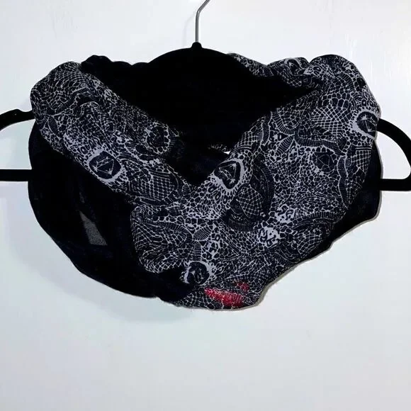 BONGO skull print and black infinity scarf in lightweight woven fabric
