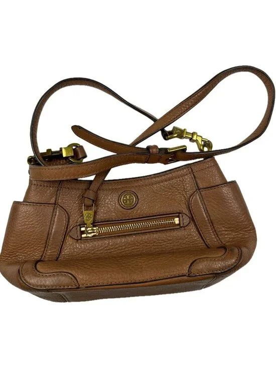 Vintage 00s 'Tory Burch' Light Camel Frances Mini Leather Crossbody Bag