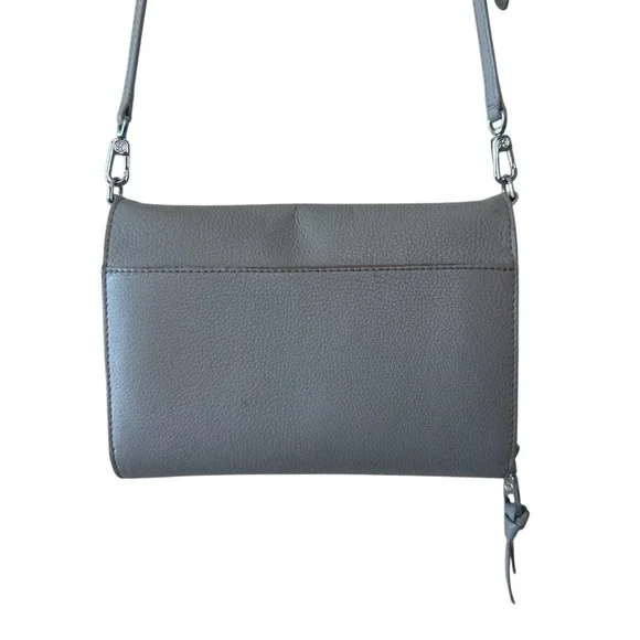 Tory Burch McGraw WOC Crossbody Gray Heron Pebbled Leather Wallet