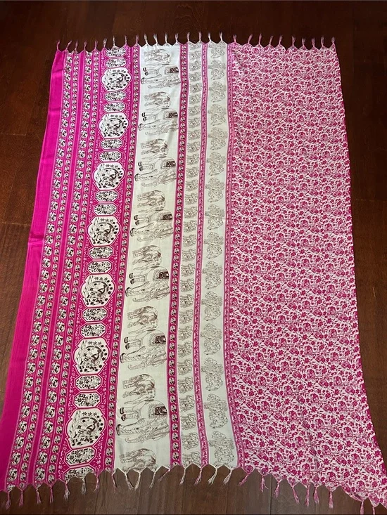 Bright Pink Elephant Print Sarong Scarf Wrap, Perfect for a Cruise or Resortwear