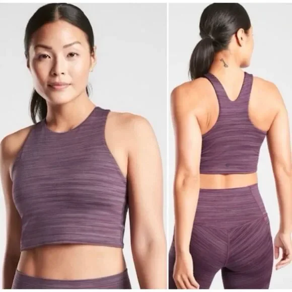 ATHLETA Conscious Space Dye Crop Bra Purple Medium