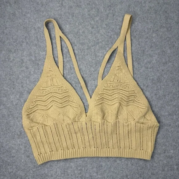 Intimately Free People Tan Crochet Bralette Boho Festival Womens XS