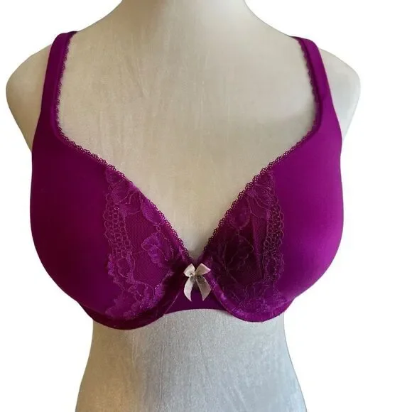 Victoria' Secret‎ Padded Perfect Coverage Bra Size 34DD Raspberry