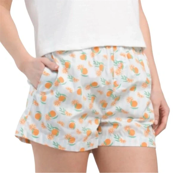 Better Together “Sip, Sip, Hooray” Boxer Shorts PJ Shorts Pockets Oranges Large