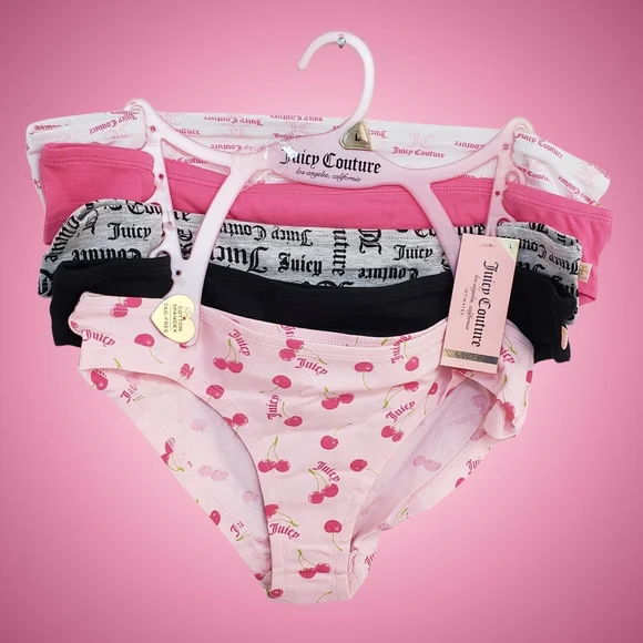 Juicy Couture Underwear 5 Pairs Cotton Spandex Large Pink NWT