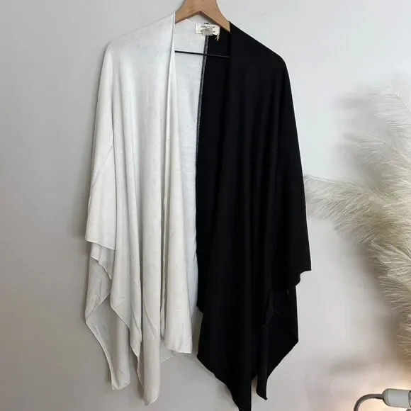 Donni Two Tone Black and White Cape Scarf