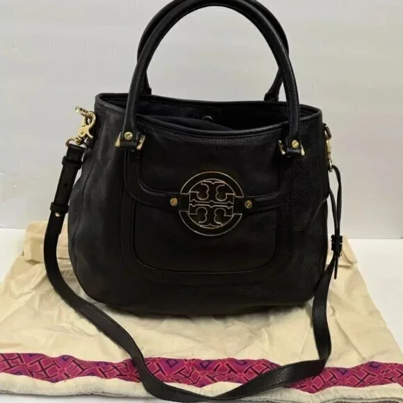 Tory Burch Handbag Satchel Crossbody Black Leather Purse Shoulderbag Tote