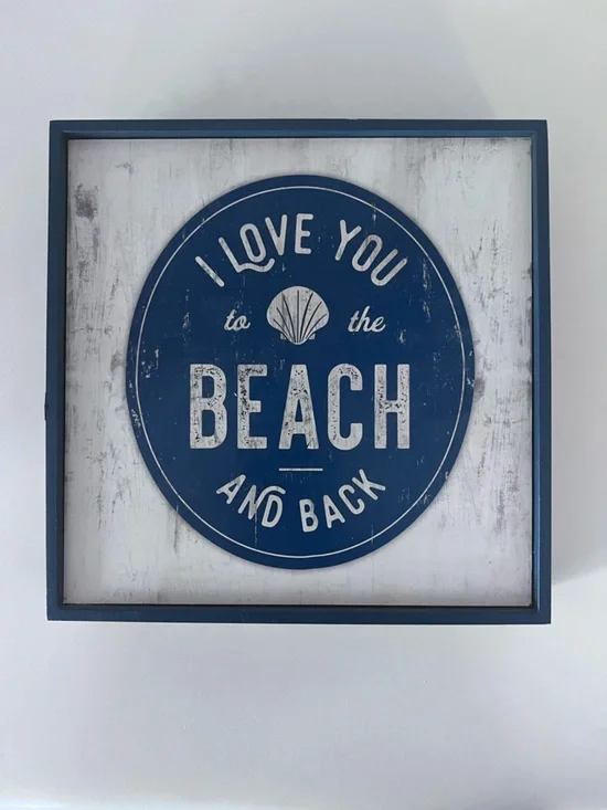 'I Love You to the Beach and Back' Nautical Coastal Wall Art Navy and White