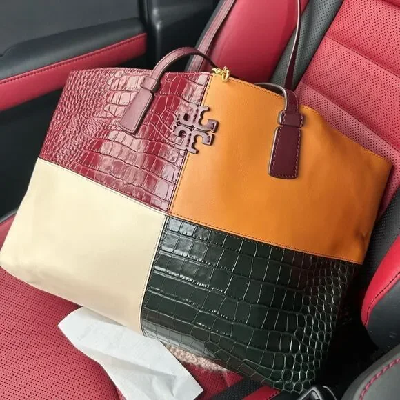 Tory Burch McGraw Embossed Color-Block Tote Bag