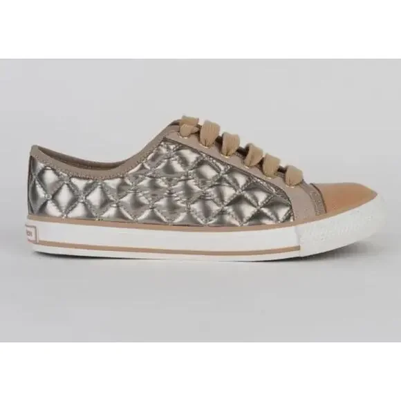 Tory Burch Caspe Quilted Gold Metallic Sneakers Size‎ 9.5