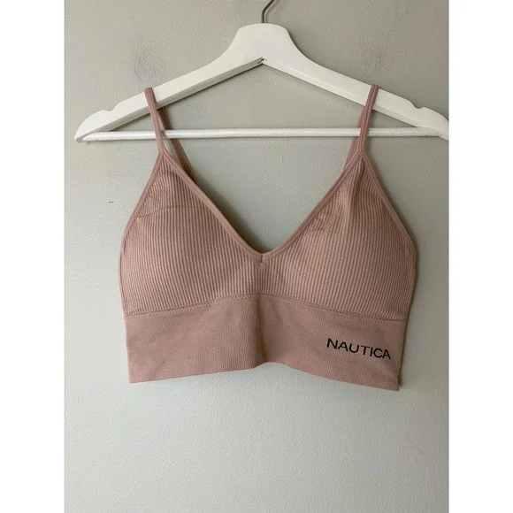 Nautica Intimates Women's Ribbed Seamless Bralette Mauve Pink Large 6740-125