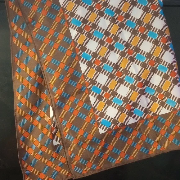 Glentex Women's Vintage Plaid‎ Scarf - Brown, Blue, Orange