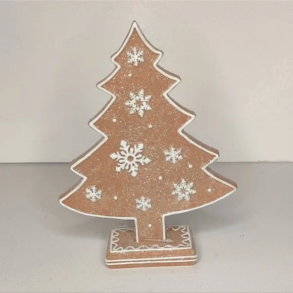 Neutral Tan Gingerbread Cookie‎ Christmas Tree Glitter Snowflake
