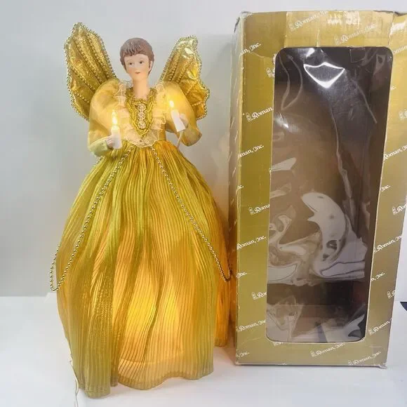 Vintage Roman Inc Gold Dress Lighted Angel 12
