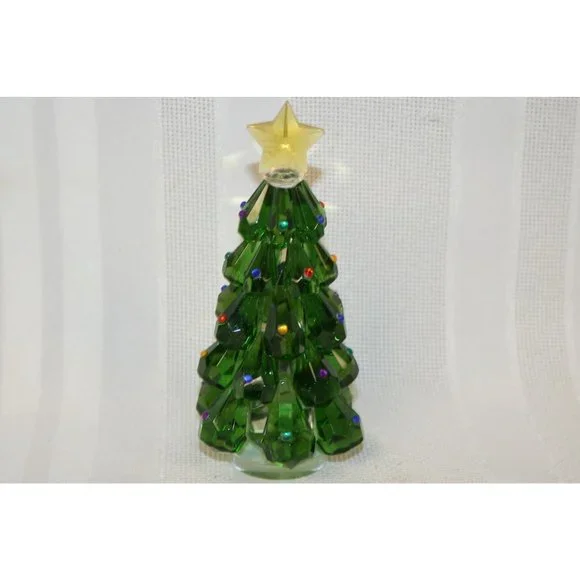 House of Treasure Glimmering Green Crystal Tree 5 1/2