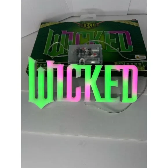 New Wicked Neon Wall Art Sign Green Purple