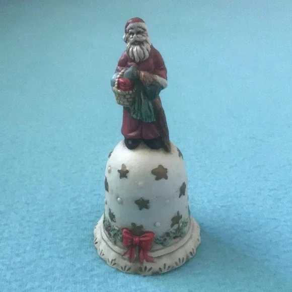 Santa Clause Christmas Bell vintage porcelain collection piece size 2.5 X 5