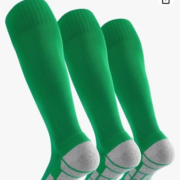 CWVLC Kids Soccer Socks 5 Pairs Team Sport Knee High Socks for Youth Kids Green