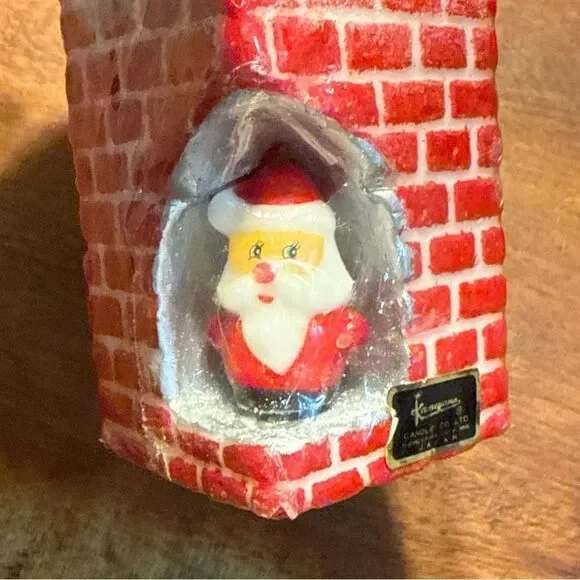Vtg Kameyama Santa Claus Christmas Candle Chimney Snow Japan Holiday Decor