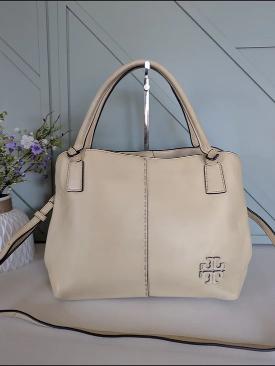 Tory Burch Cream Leather Shoulder Bag