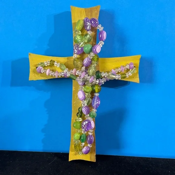 Beautiful handmade Beaded Cross Wall Decor