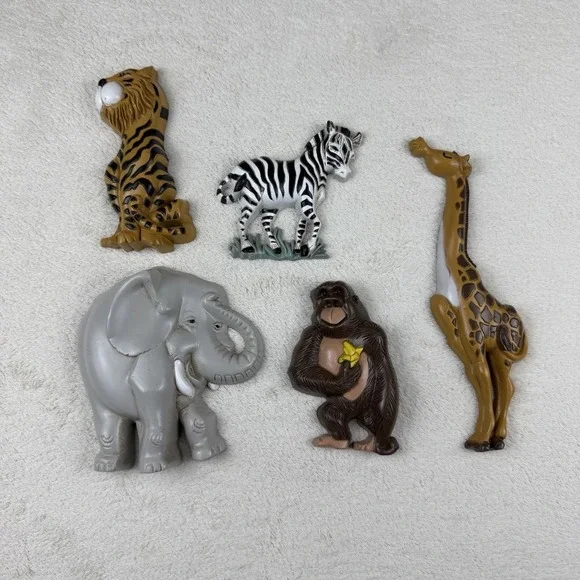Vintage Burwood Products‎ Co Jungle Safari Animal Wall Art Lot- 90's Boho