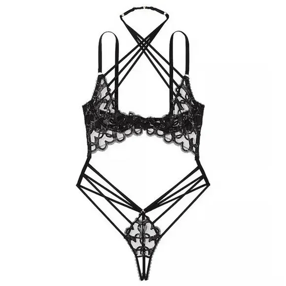 Victoria’s Secret Very Sexy Shimmer Heart Open Cup Strappy Playsuit Size XXL New