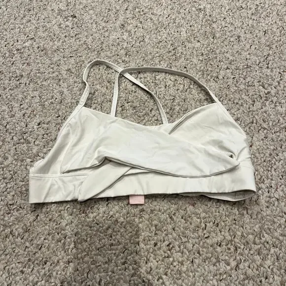 Alala Tie Front Sports Bra Sz L Cream Active Gym Workout