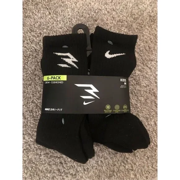 Nike x 3Brand Crew Socks 6 Pack Kids Size Medium shoe size 5Y-7Y