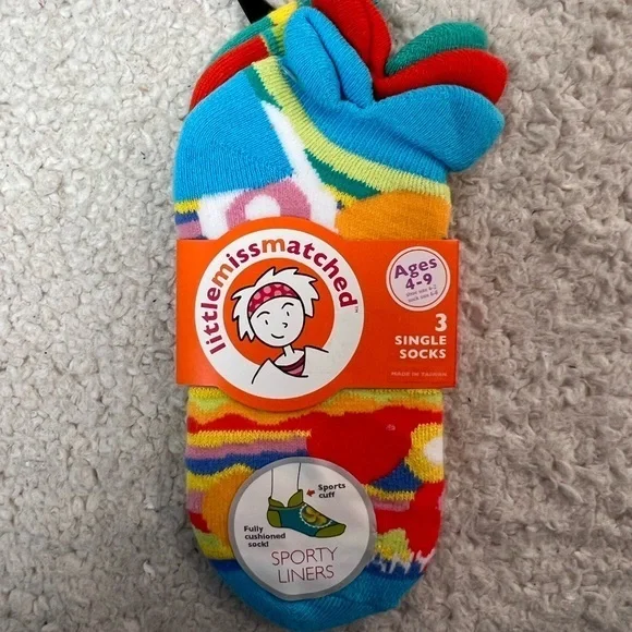 Little Miss Matched Colorful Sporty Socks Shoe Liners for Kids