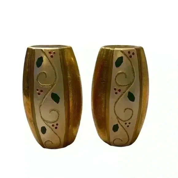 Deluxe Imports Decorative Vase Gold-tone Lot of 2