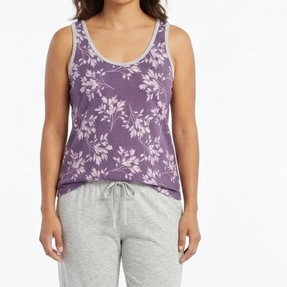 Karen Neuburger Purple and‎ Gray Floral Pajama.size L. Ultra soft sleeping shirt