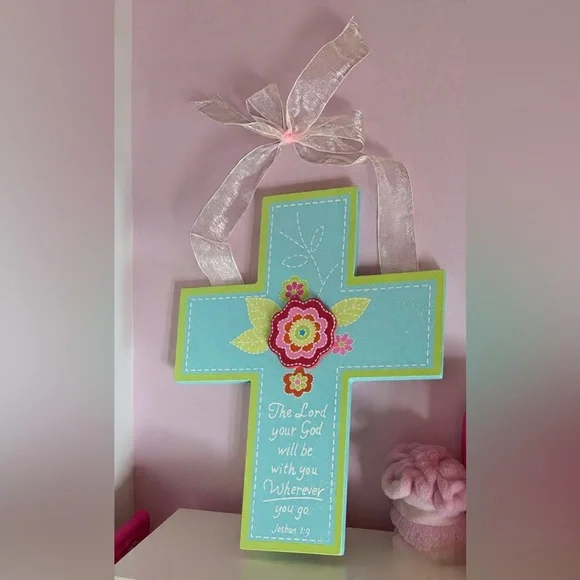 Hobby Lobby Blue and Green Cross Wall Decor