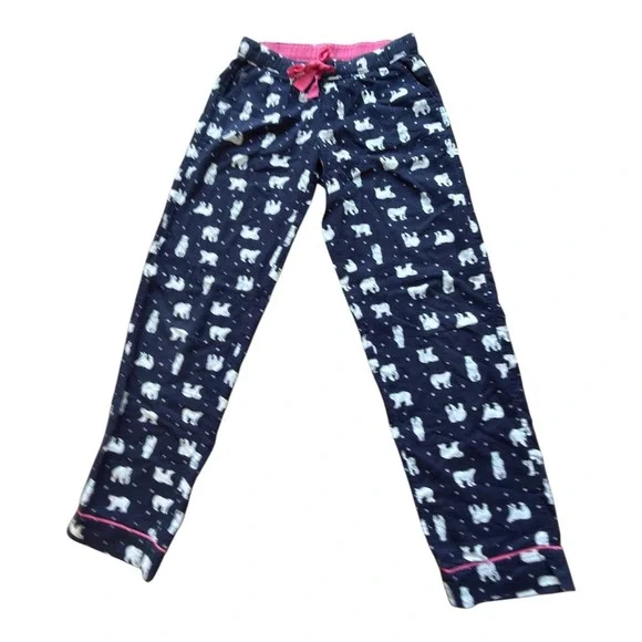 Aerie Womens XS Polar Bear Print Pajama Pants Navy Blue Cotton Flannel Lounge