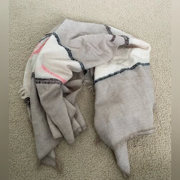 Madewell Tan and Brown Scarf with Fun Accent Colors