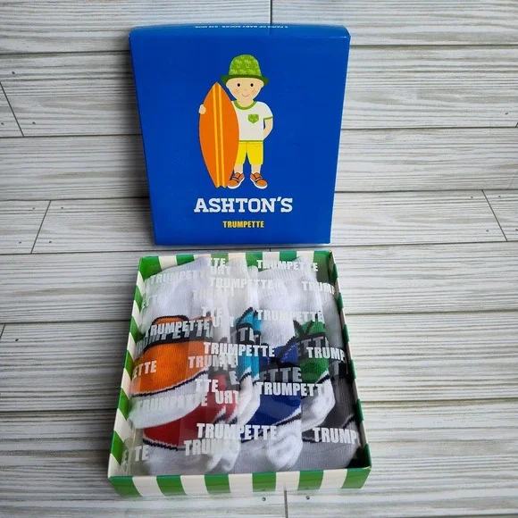 TRUMPETTE Ashton's 0-12 month Sneaker Print Baby Boy Socks‎ - 6 Pair