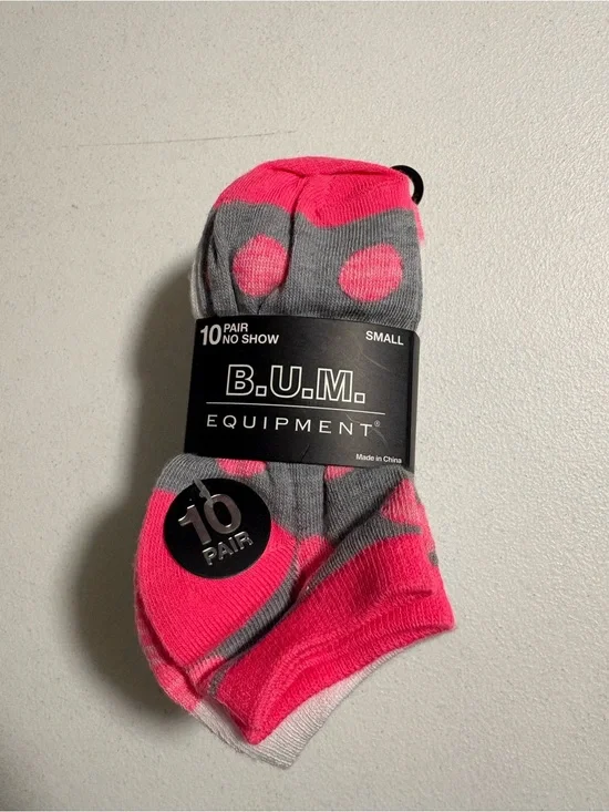 B.U.M. Equipment Kids No Show Socks 10 Pair Pack Size Small Girls