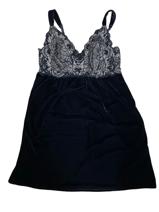 Soma Black Velvet Lace Chemise Nightgown Small