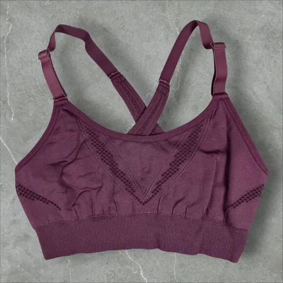 All In Motion Womens Maroon Adjustable Gym Workout Sports Bra - XS