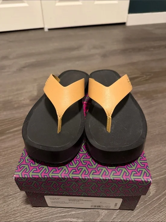 Tory Burch Tan Platform Thong Sandals