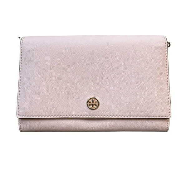 Tory Burch Baby Pink Leather Clutch Bag Wallet Crossbody