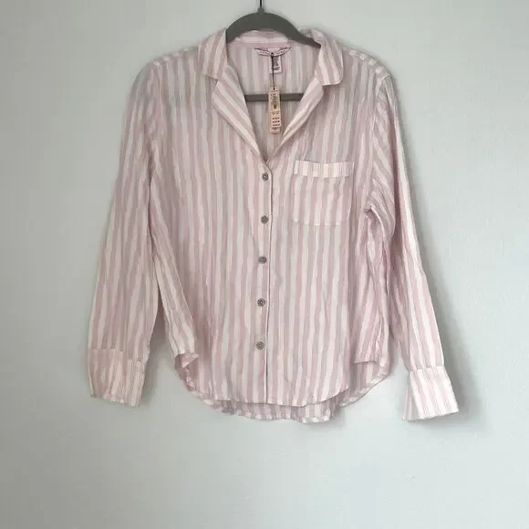 NWT Victoria Secret Pink & White Striped Long-Sleeve Pajama Top‎ XS Angelcore