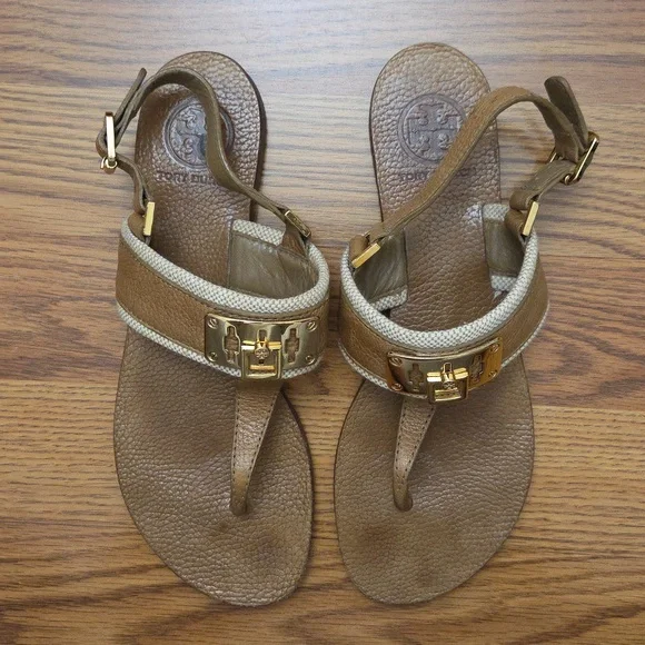 Tory Burch Capri Leather T-Strap Thong Sandals Women's/ 8