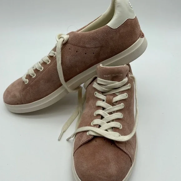 Tory Burch Howell Court Rose Pink Suede Sneakers Womens 11M 12849 Low Top Shoes